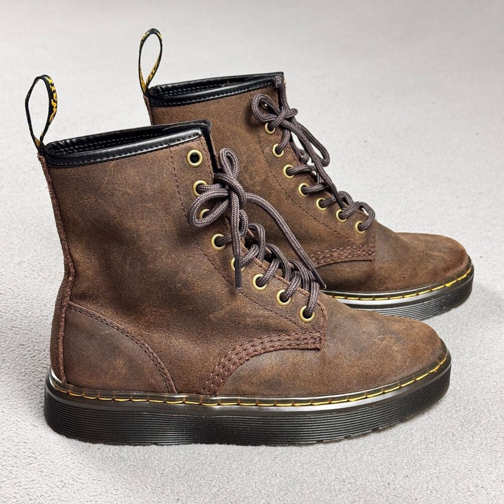 Dr Martens Zavala Brown Suede Boots Womens 5 US EU 36 UK 3 Lace Up Combat